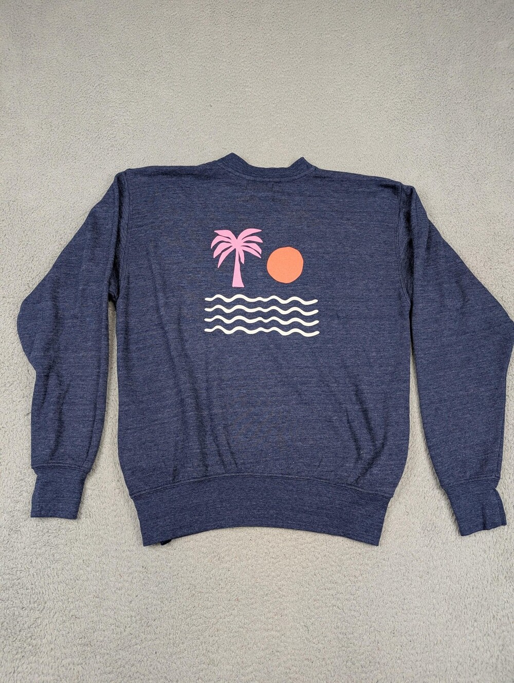 Beach Riot Sweatshirt Womens XS Blue Apres Beach Graphic Crewneck Made USA Palm